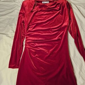 Zara Vibrant Red Long Sleeve Dress
